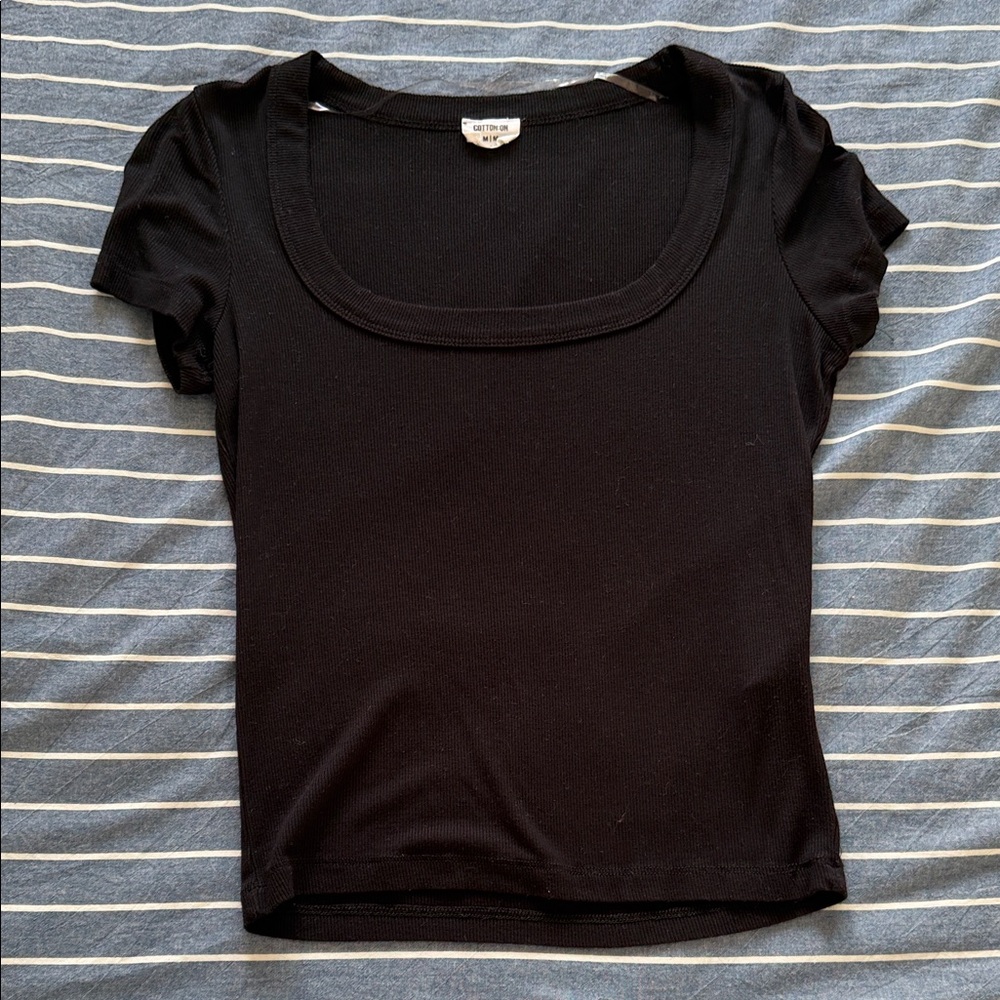 Classic Square Neck Black Women's Top